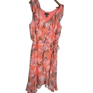R&M Richards Women's Pink‎ Floral Dress Asymmetrical hem fairy ruffles romantic
